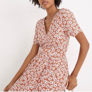 Madewell Orange and White Floral Midi Dress
